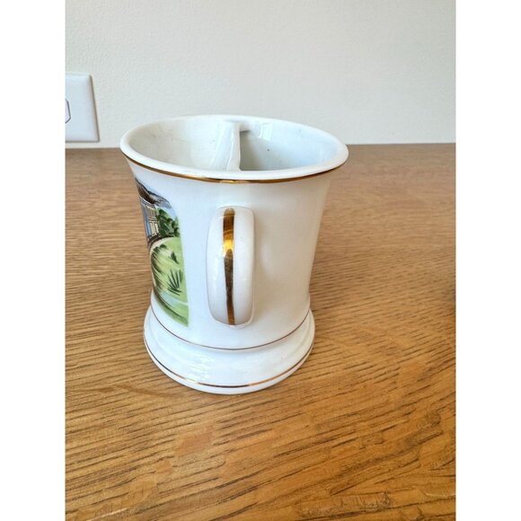 Vintage Train Motif Mustache Shaving Mug Porcelain Made In Japan Antique 4 Inche - Picture 3 of 9